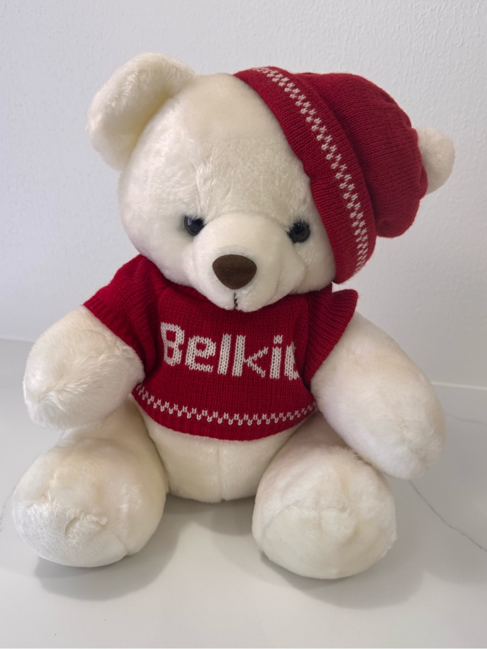 Belk Holiday Plush Bear with Red Knit Sweater and Beanie